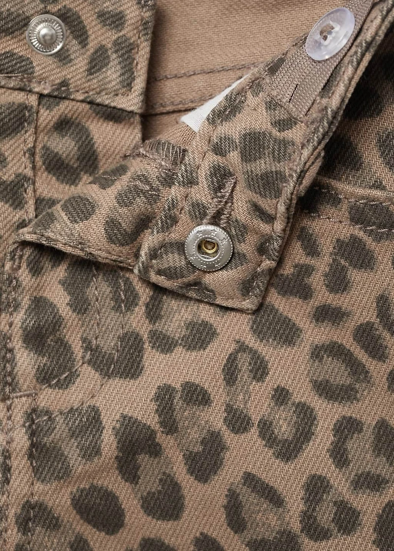 Leopard-print straight jeans