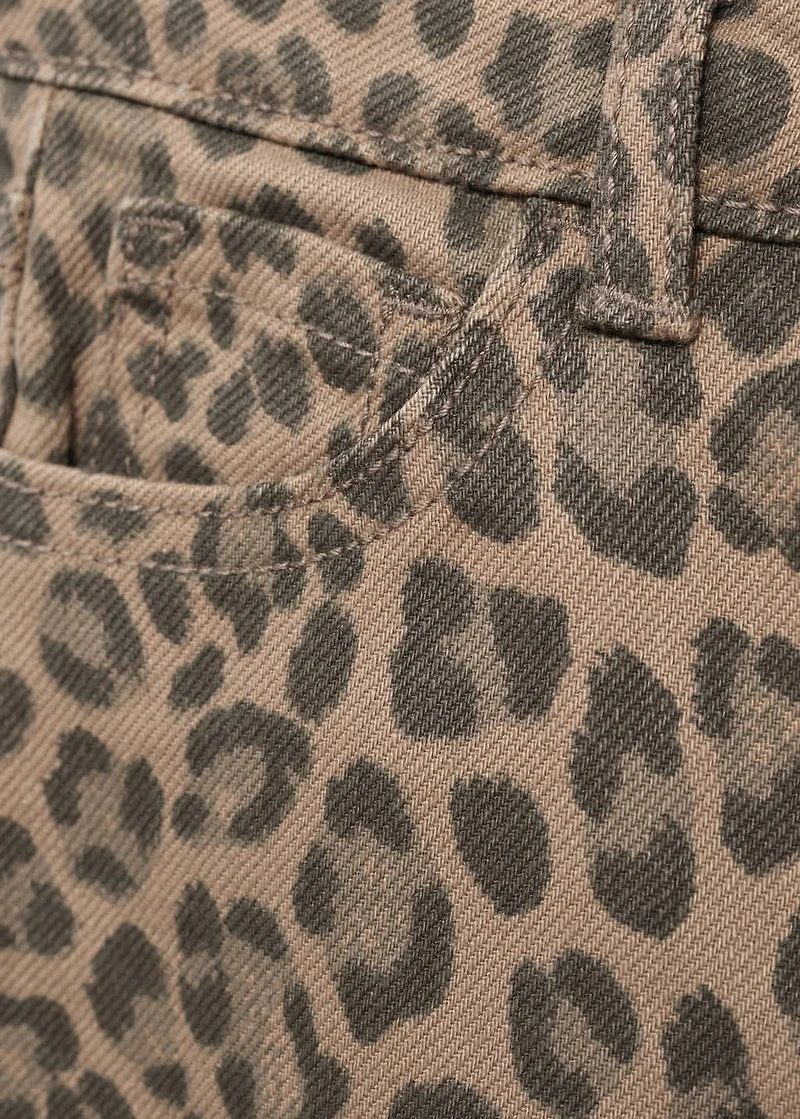 Leopard-print straight jeans