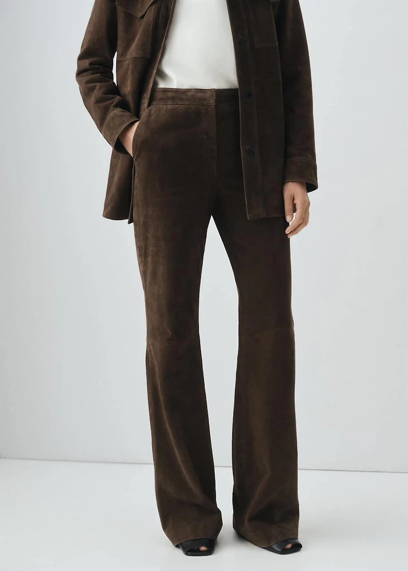 100% suede flared pants