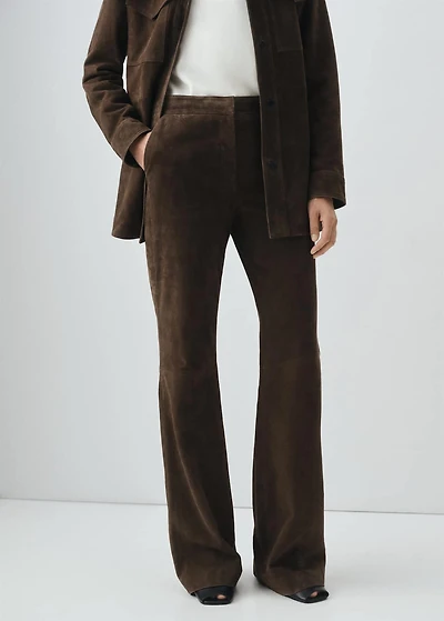 100% suede flared pants