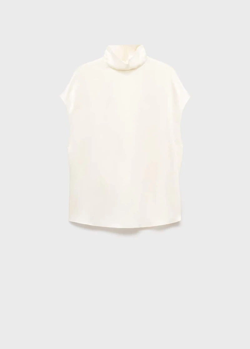 100% silk satin turtleneck blouse