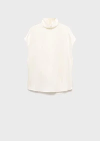 100% silk satin turtleneck blouse