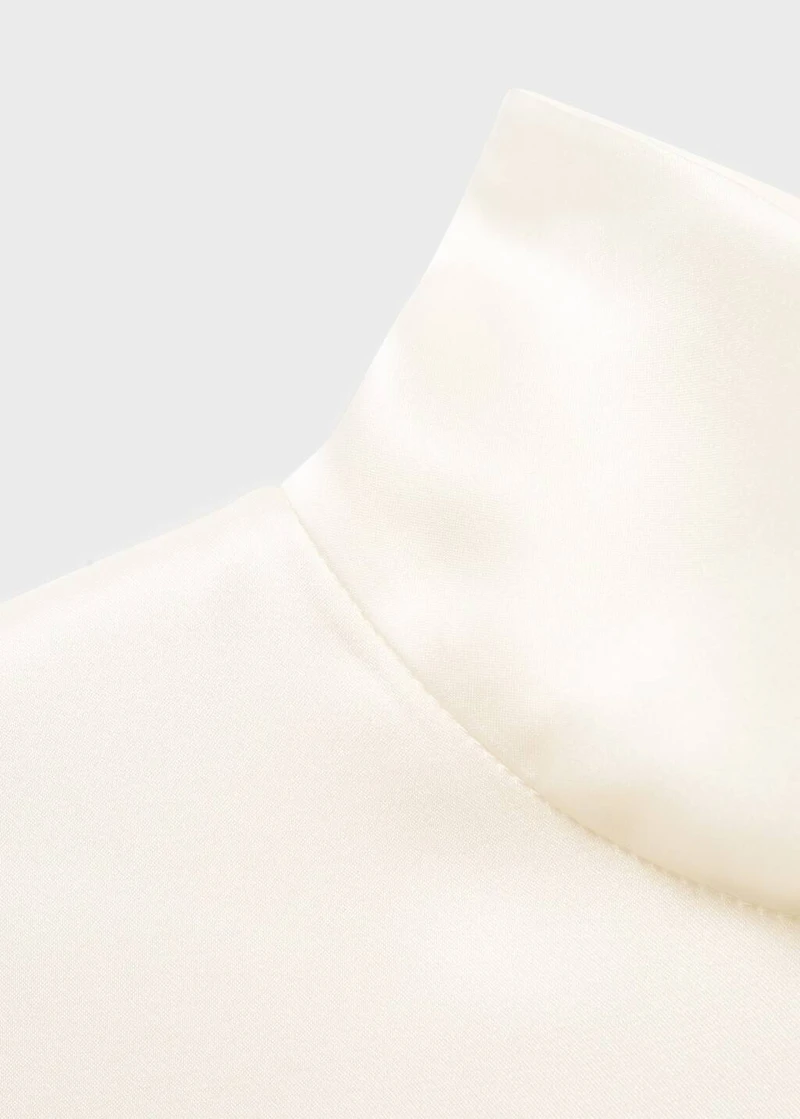 100% silk satin turtleneck blouse