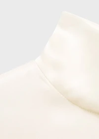 100% silk satin turtleneck blouse