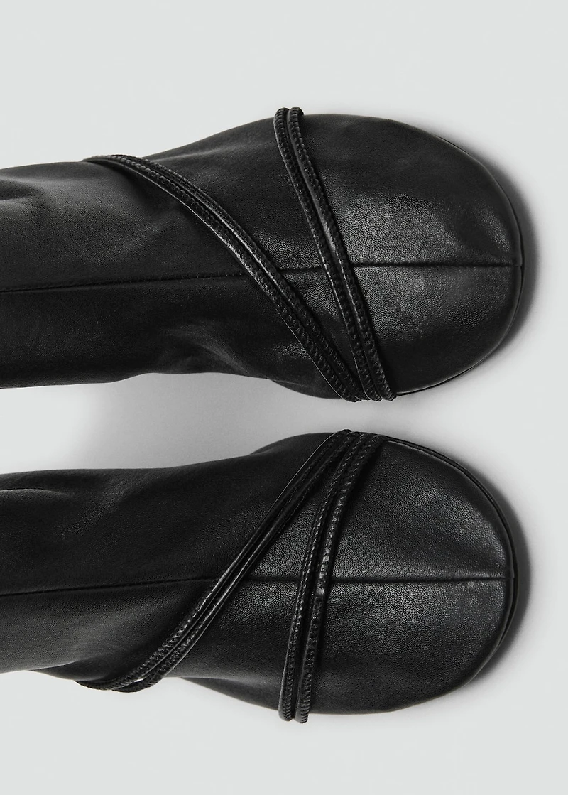 100% leather high boots with straps