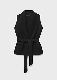Linen suit vest with belt