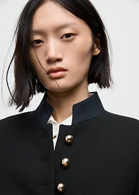 Fitted jacket with band collar