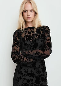 Floral jacquard dress with bell sleeves