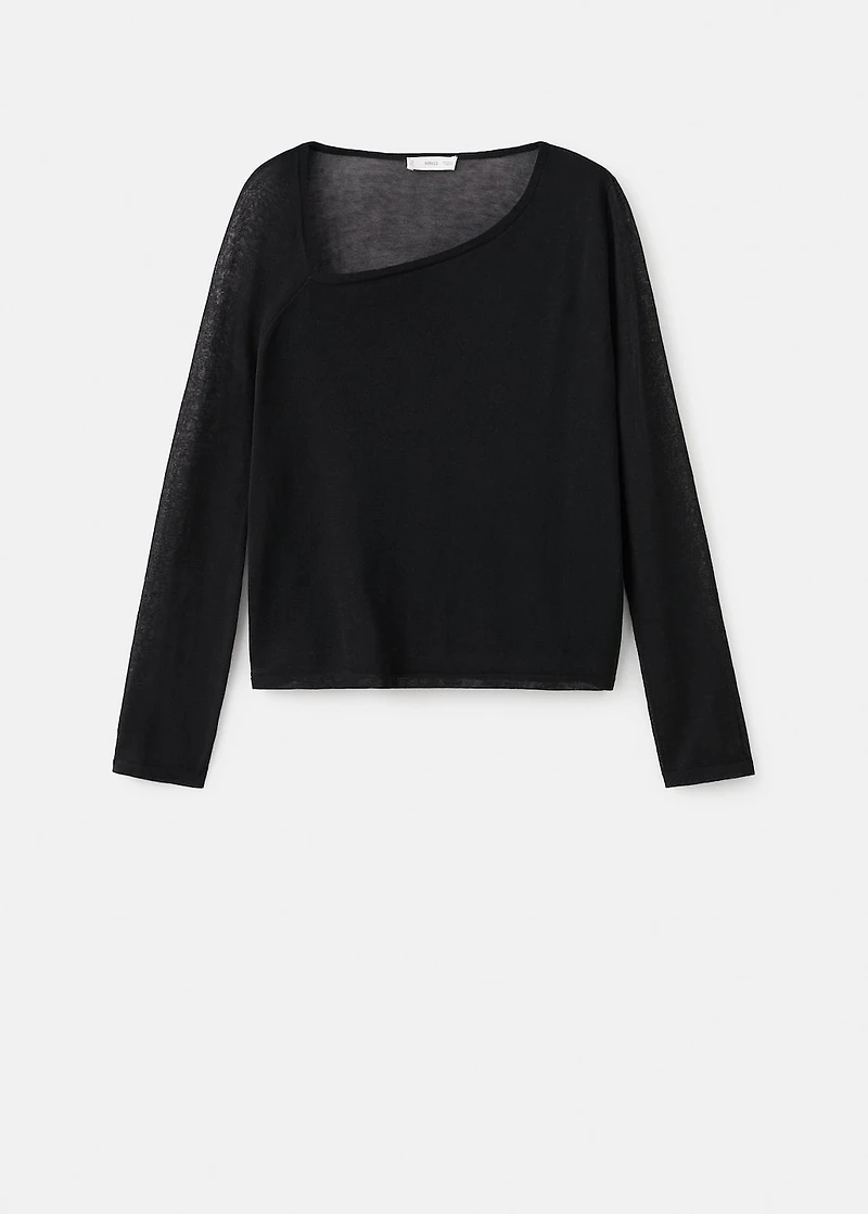 T-shirt with asymmetrical neckline