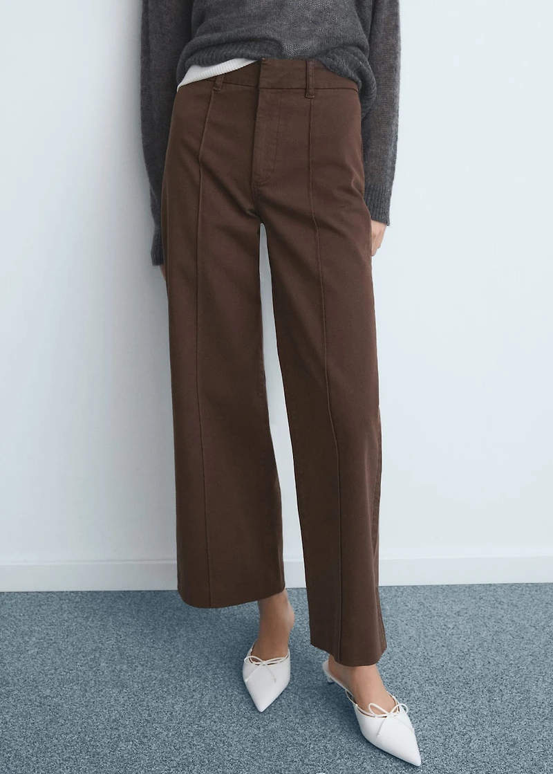 High-waist wide leg jeans with seams