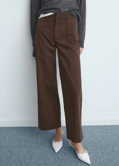 High-waist wide leg jeans with seams