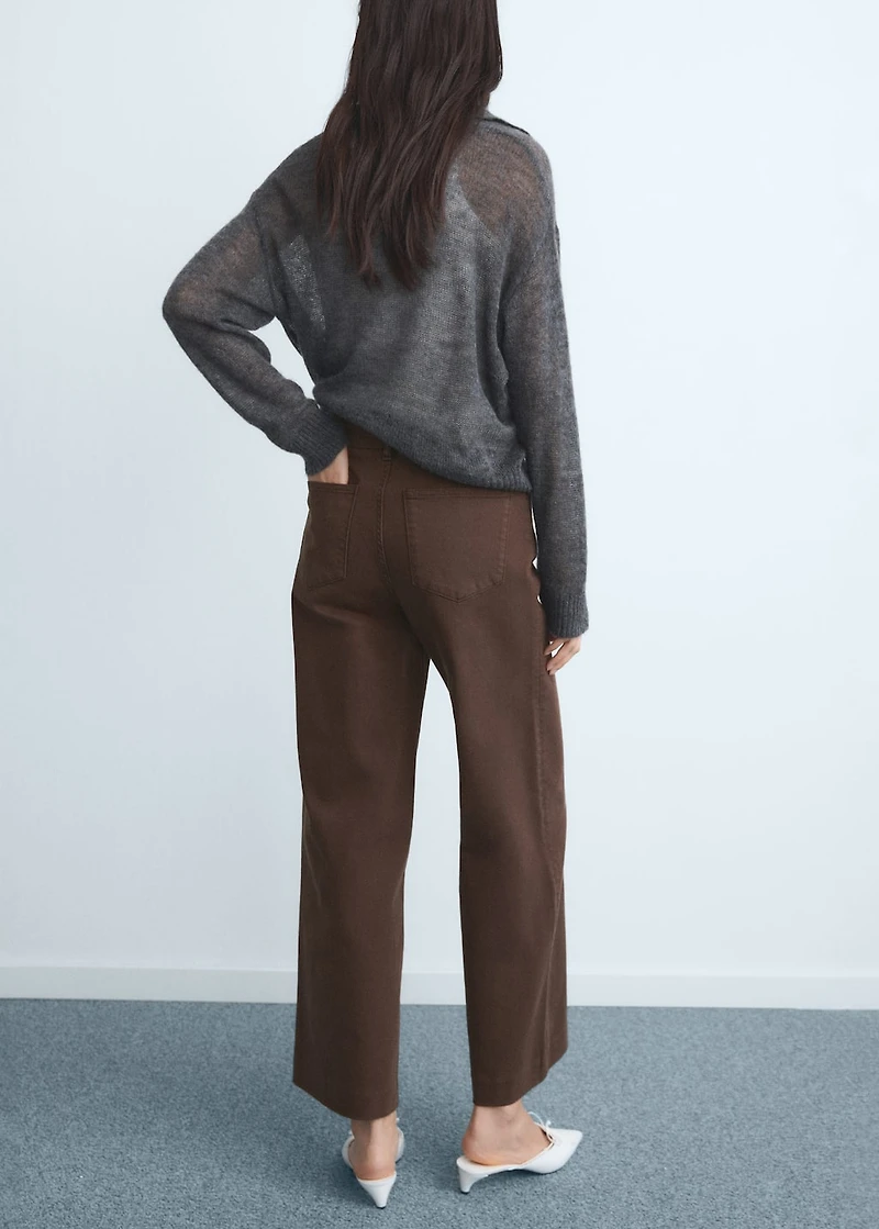 High-waist wide leg jeans with seams