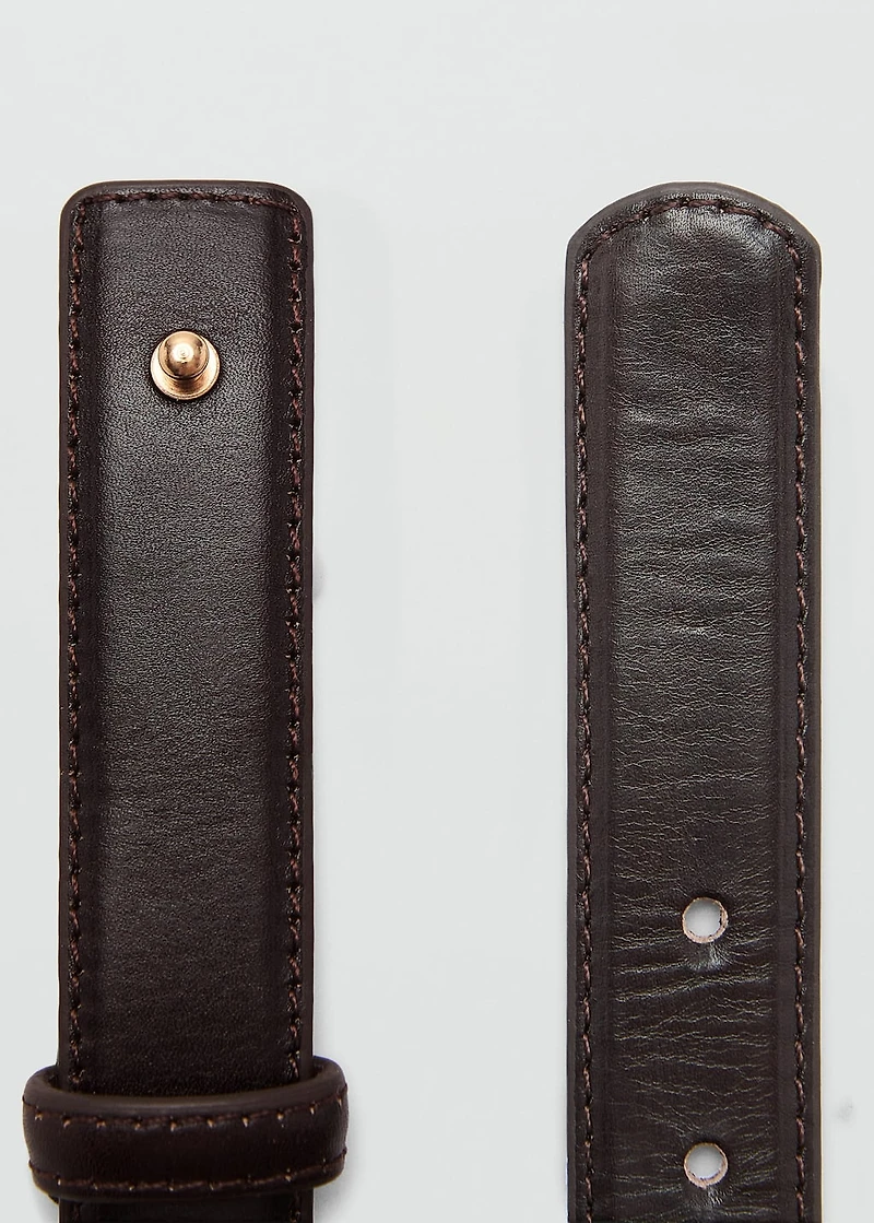 Leather belt with metal detail