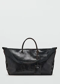 Maxi shopper leather bag with charms