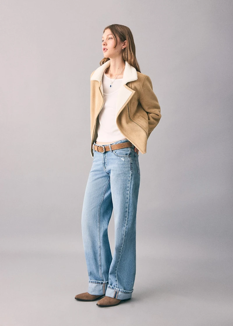 Shearling suede coat