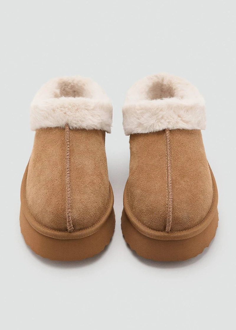 Platform sheepskin inner clog
