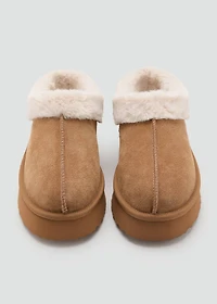 Platform sheepskin inner clog