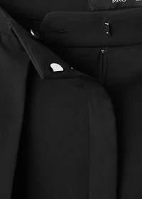 Wide-leg mid-rise pleated pants
