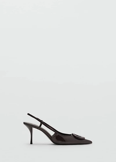Patent leather high-heeled shoes with ring detail