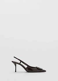 Patent leather high-heeled shoes with ring detail