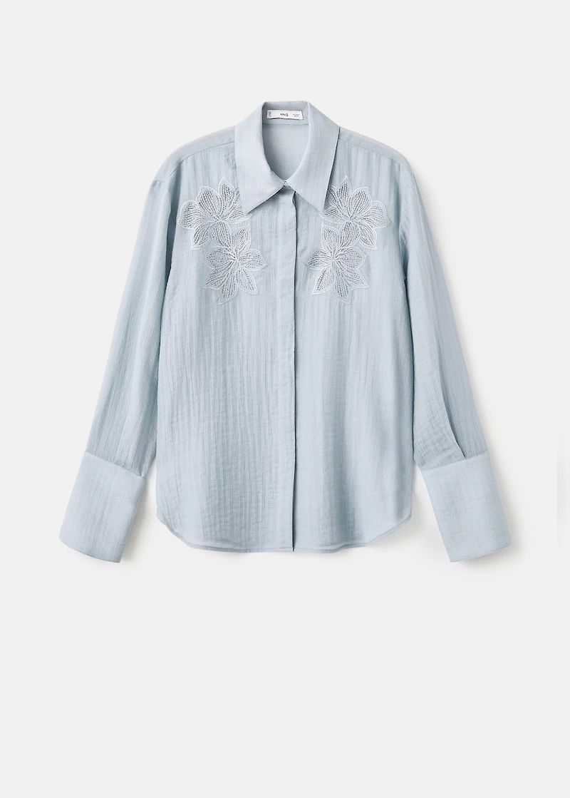 Embroidered lyocell blouse