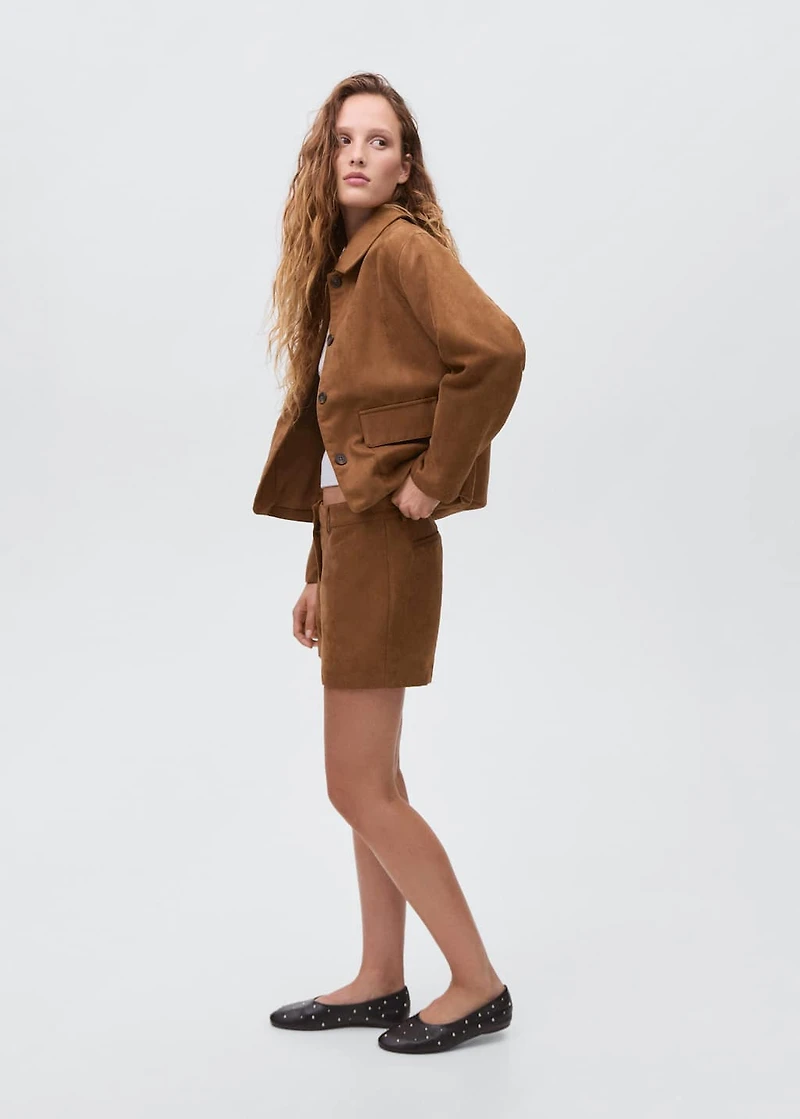 Suede-effect shorts