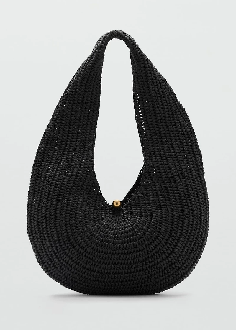 Natural fiber oval shoulder bag