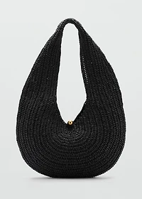 Natural fiber oval shoulder bag