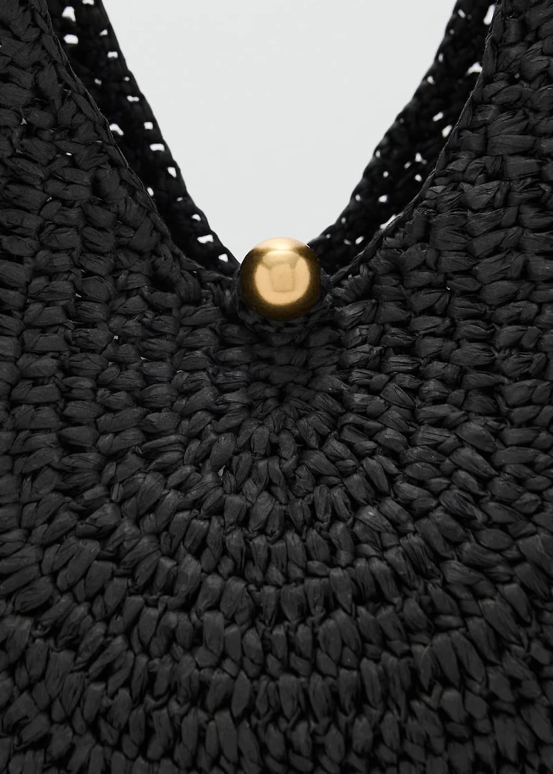 Natural fiber oval shoulder bag