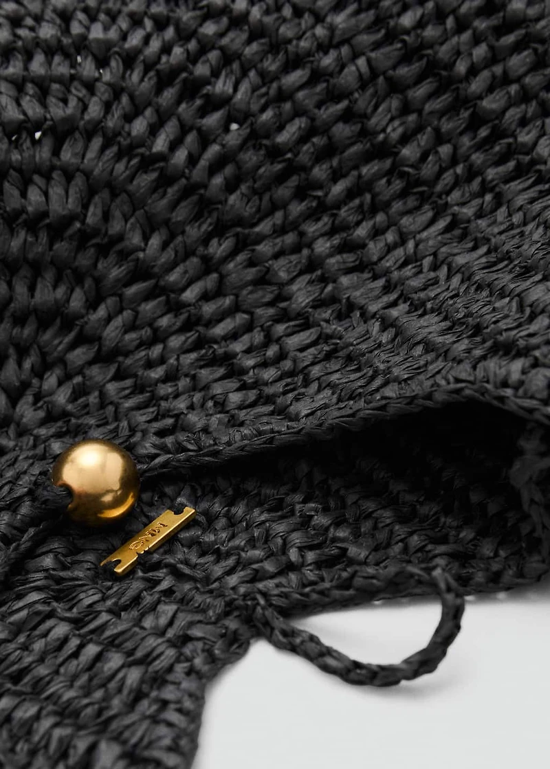 Natural fiber oval shoulder bag