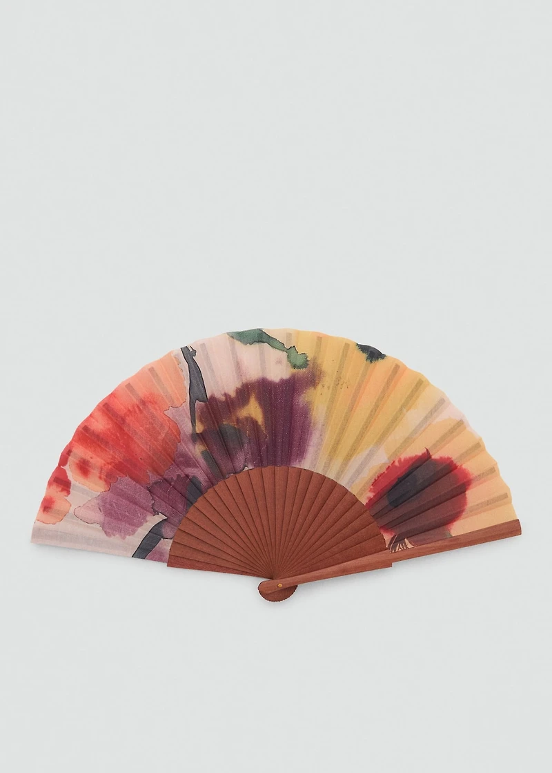 Floral-print fan