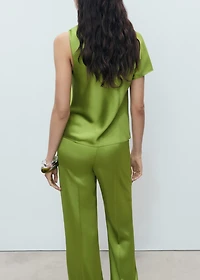 Satin shirt with draped detail