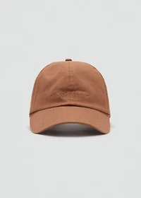 Linen-blend cap with embroidered message