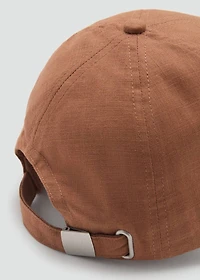 Linen-blend cap with embroidered message