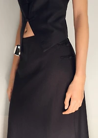 Linen-blend straight skirt