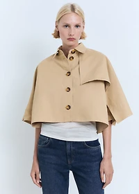 Cape-style cropped trench coat