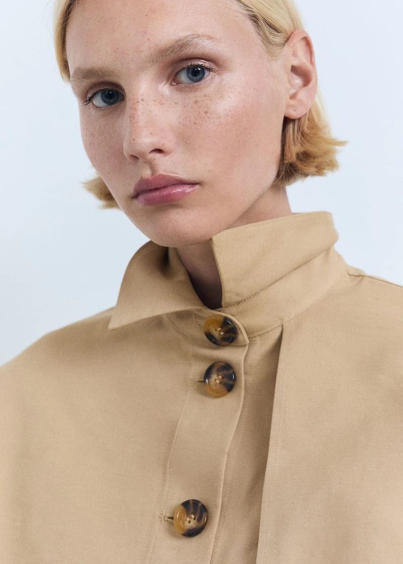 Cape-style cropped trench coat