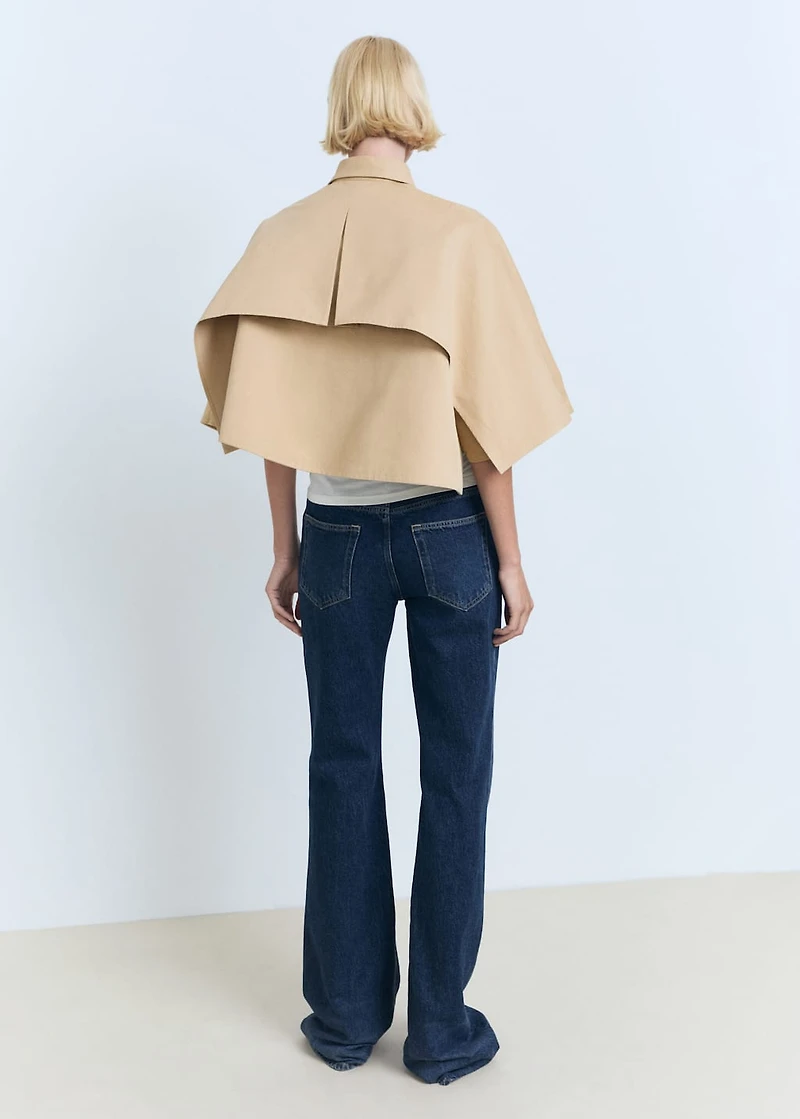Cape-style cropped trench coat