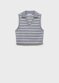 Striped cropped polo shirt