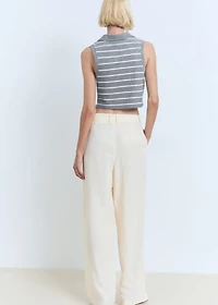 Striped cropped polo shirt