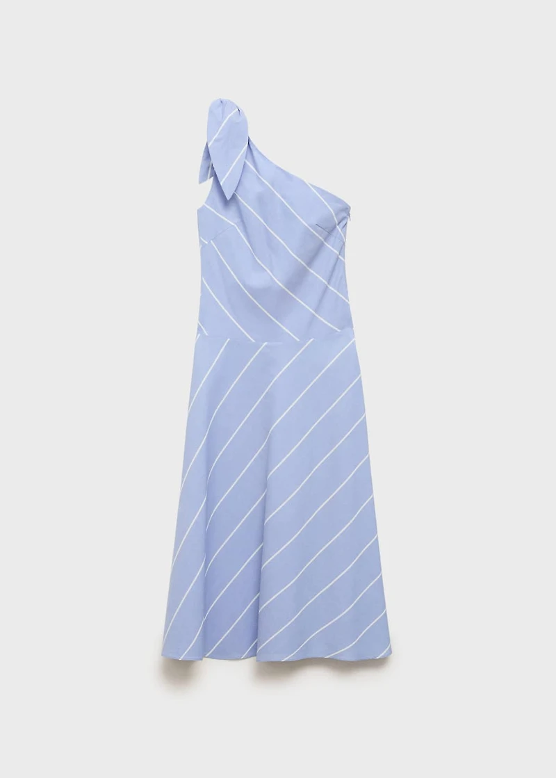 Asymmetrical striped dress with knot