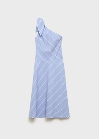 Asymmetrical striped dress with knot