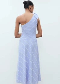 Asymmetrical striped dress with knot
