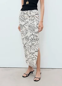 Slit printed long skirt