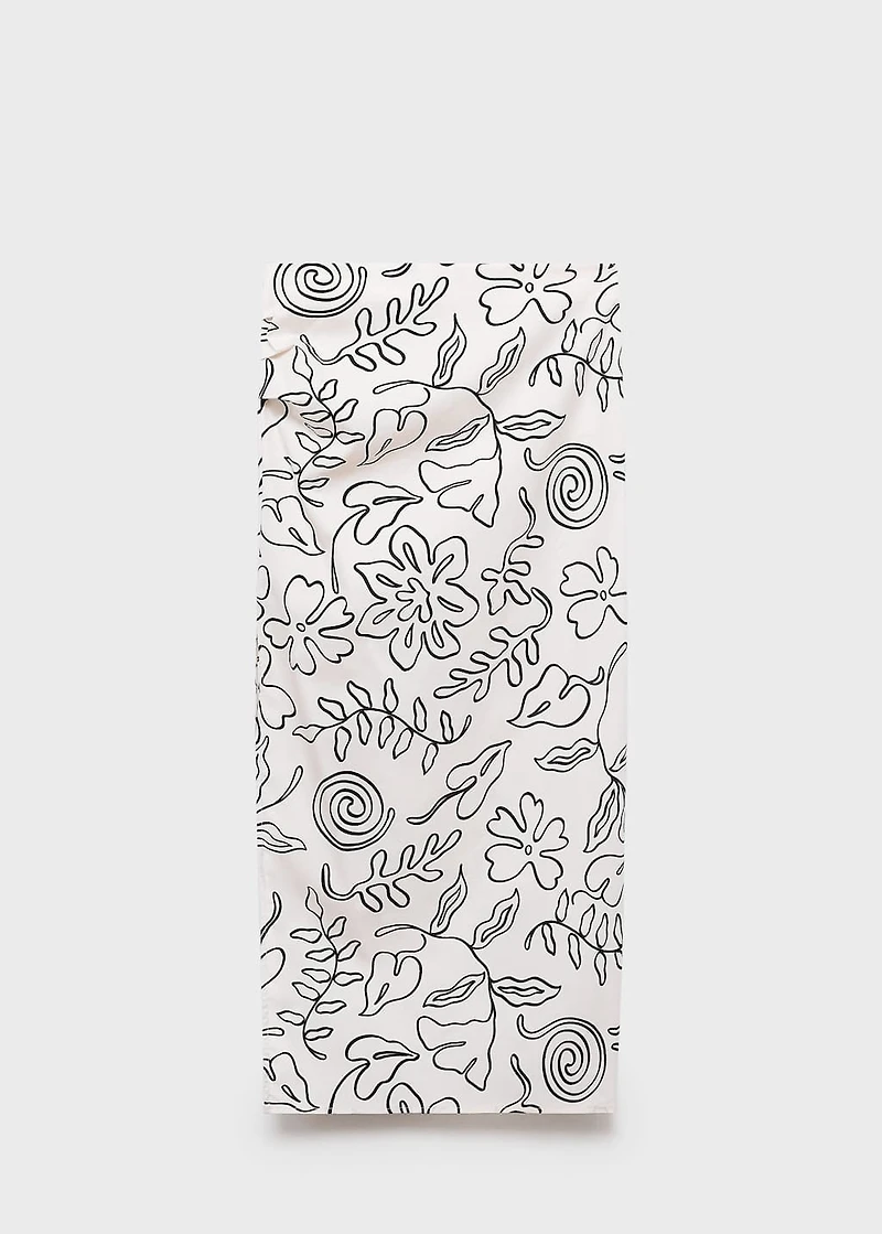 Slit printed long skirt