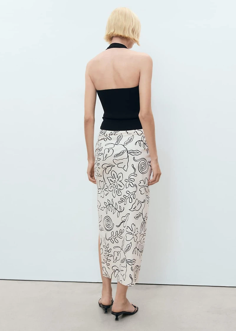 Slit printed long skirt