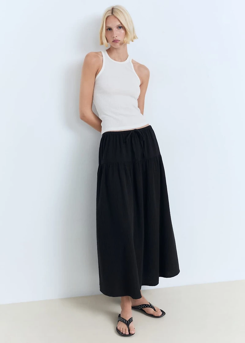 Cotton drawstring skirt