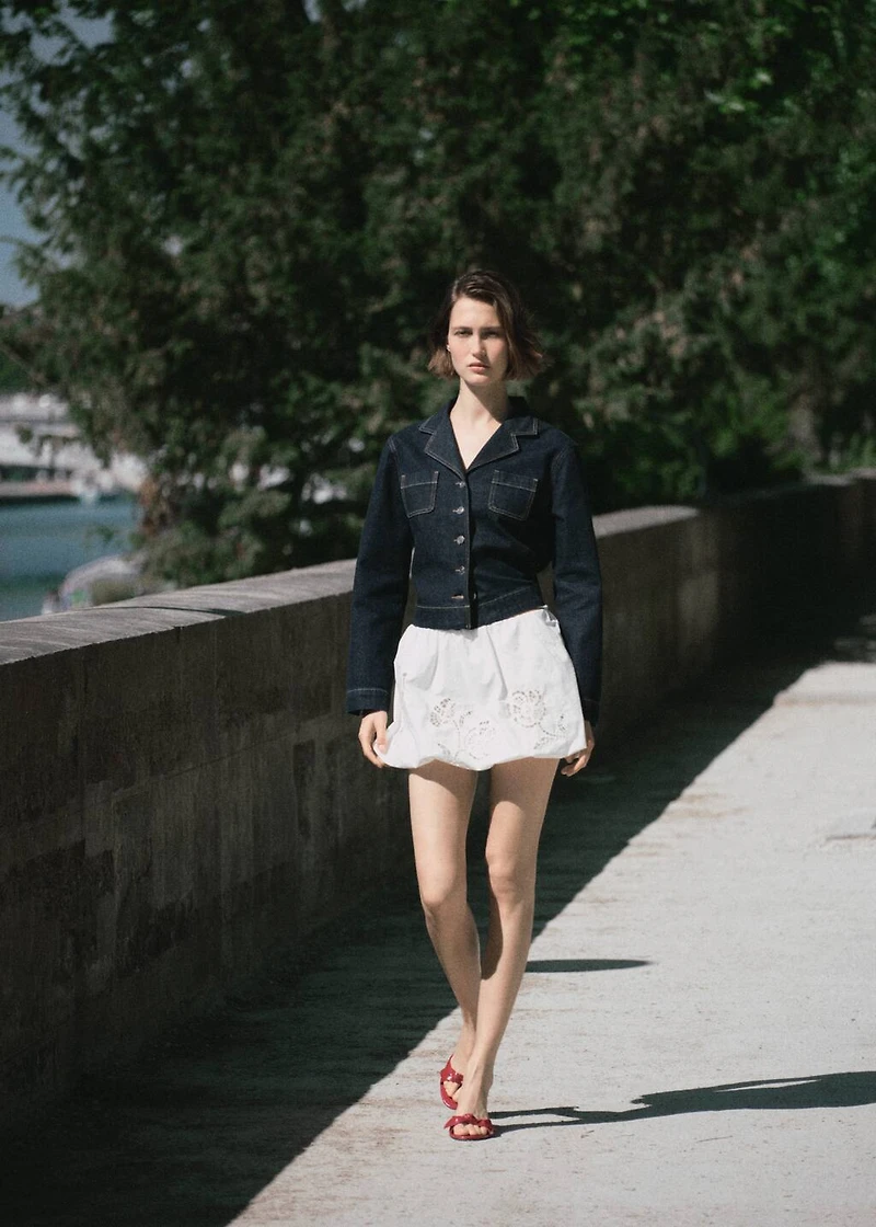 Embroidered balloon skirt