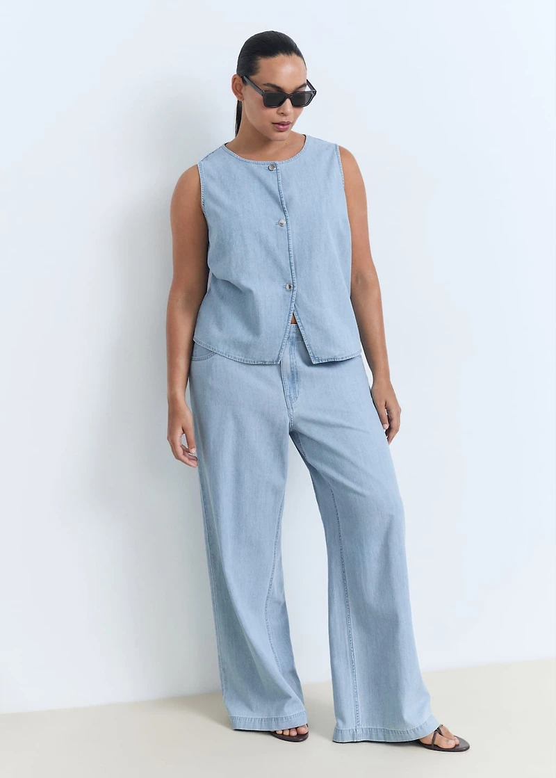 Buttoned denim vest