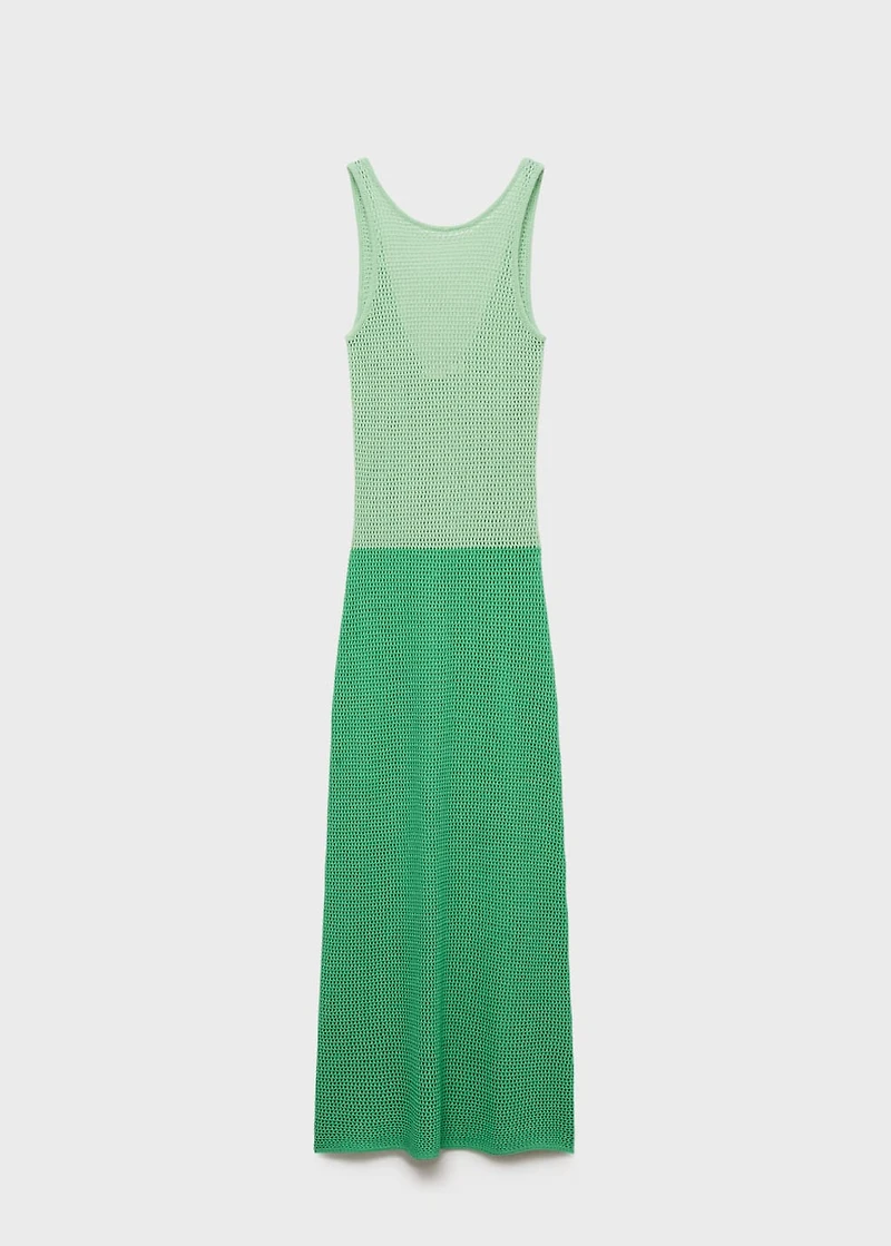 Long two-tone crochet dress